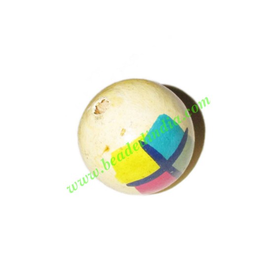 Picture of Wooden Painted Beads, Fancy Design Hand-painted beads, size 20mm, weight approx 2.95 grams