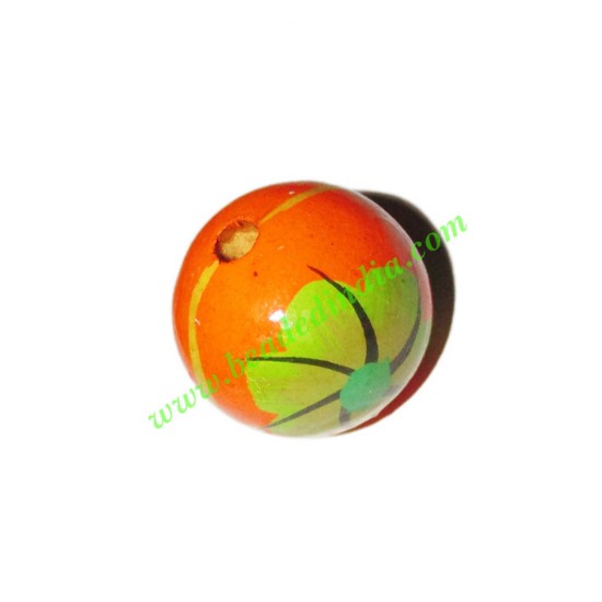 Picture of Wooden Painted Beads, Fancy Design Hand-painted beads, size 20mm, weight approx 2.95 grams