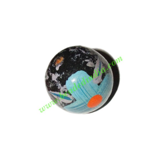 Picture of Wooden Painted Beads, Fancy Design Hand-painted beads, size 20mm, weight approx 2.95 grams