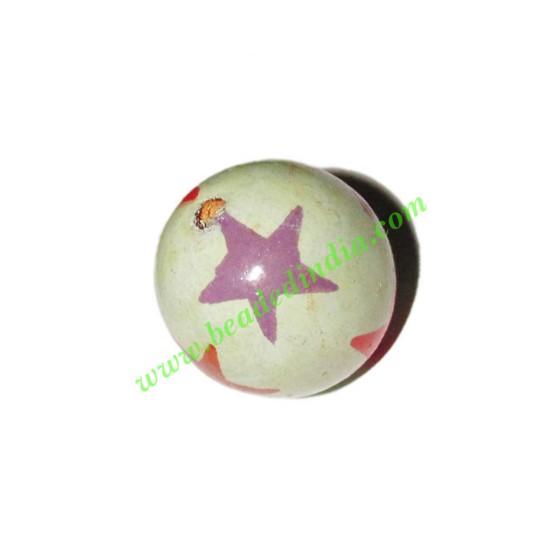 Picture of Wooden Painted Beads, Fancy Design Hand-painted beads, size 20mm, weight approx 2.95 grams