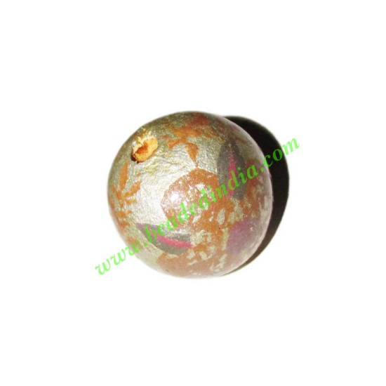 Picture of Wooden Painted Beads, Fancy Design Hand-painted beads, size 20mm, weight approx 2.95 grams