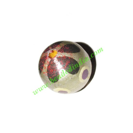 Picture of Wooden Painted Beads, Fancy Design Hand-painted beads, size 20mm, weight approx 2.95 grams