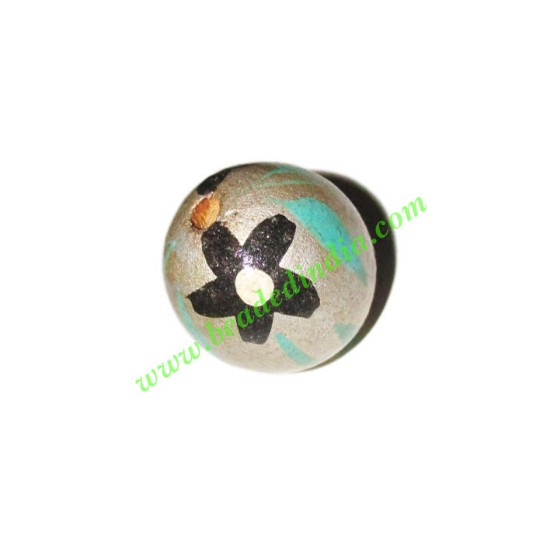 Picture of Wooden Painted Beads, Fancy Design Hand-painted beads, size 20mm, weight approx 2.95 grams