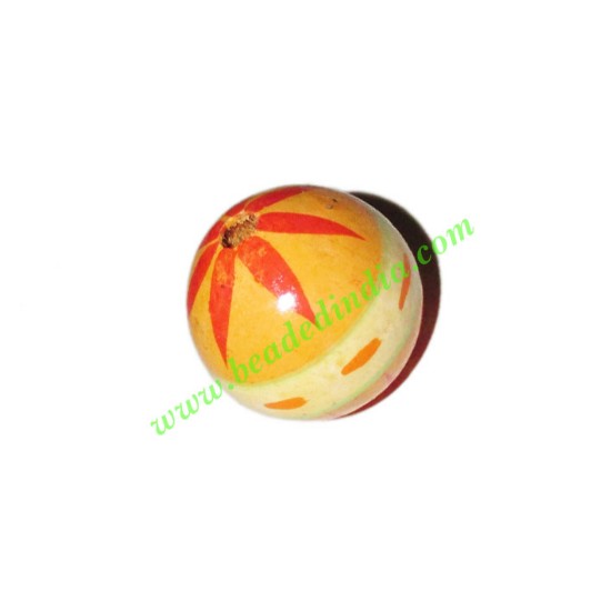 Picture of Wooden Painted Beads, Fancy Design Hand-painted beads, size 20mm, weight approx 2.95 grams