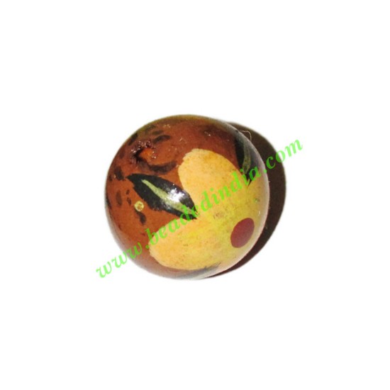 Picture of Wooden Painted Beads, Fancy Design Hand-painted beads, size 20mm, weight approx 2.95 grams