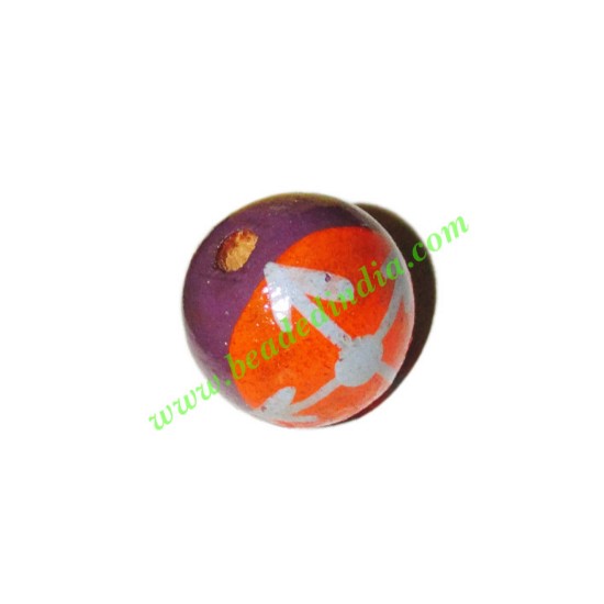 Picture of Wooden Painted Beads, Fancy Design Hand-painted beads, size 20mm, weight approx 2.95 grams