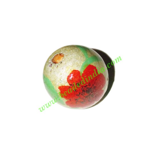 Picture of Wooden Painted Beads, Fancy Design Hand-painted beads, size 20mm, weight approx 2.95 grams