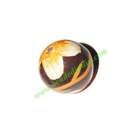 Picture of Wooden Painted Beads, Fancy Design Hand-painted beads, size 20mm, weight approx 2.95 grams