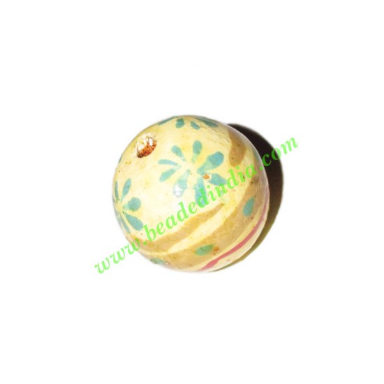 Picture of Wooden Painted Beads, Fancy Design Hand-painted beads, size 20mm, weight approx 2.95 grams