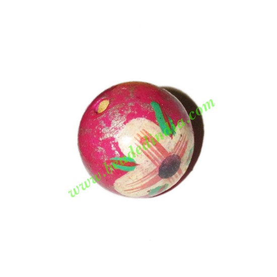 Picture of Wooden Painted Beads, Fancy Design Hand-painted beads, size 20mm, weight approx 2.95 grams