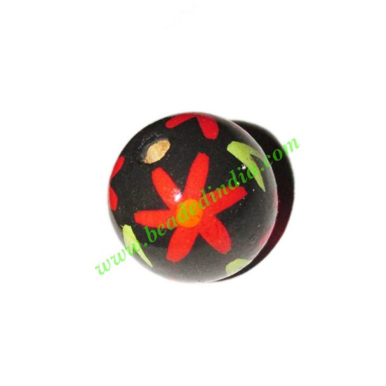 Picture of Wooden Painted Beads, Fancy Design Hand-painted beads, size 20mm, weight approx 2.95 grams