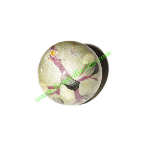 Picture of Wooden Painted Beads, Fancy Design Hand-painted beads, size 20mm, weight approx 2.95 grams