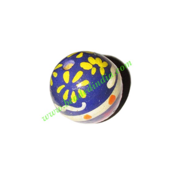 Picture of Wooden Painted Beads, Fancy Design Hand-painted beads, size 20mm, weight approx 2.95 grams