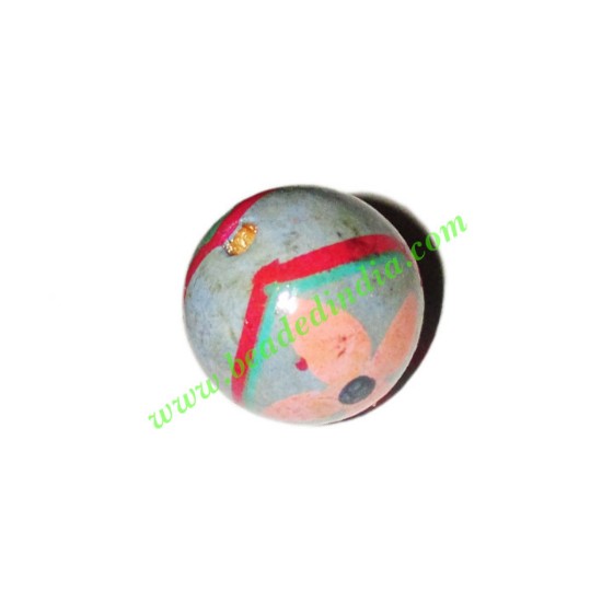 Picture of Wooden Painted Beads, Fancy Design Hand-painted beads, size 20mm, weight approx 2.95 grams