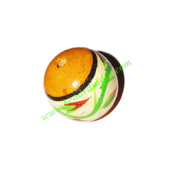 Picture of Wooden Painted Beads, Fancy Design Hand-painted beads, size 20mm, weight approx 2.95 grams