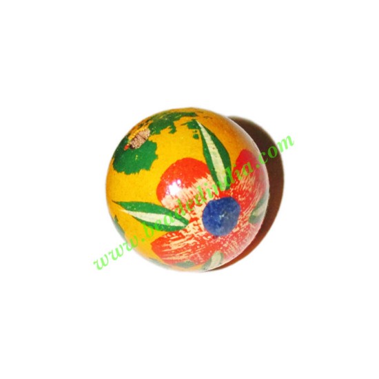 Picture of Wooden Painted Beads, Fancy Design Hand-painted beads, size 20mm, weight approx 2.95 grams