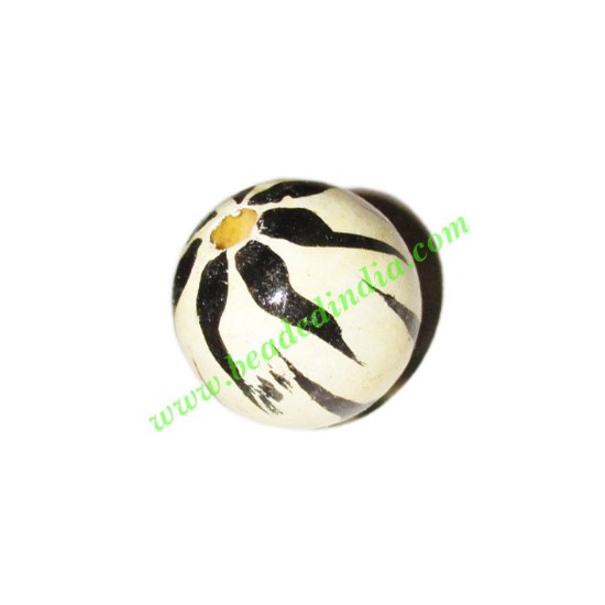 Picture of Wooden Painted Beads, Fancy Design Hand-painted beads, size 20mm, weight approx 2.95 grams