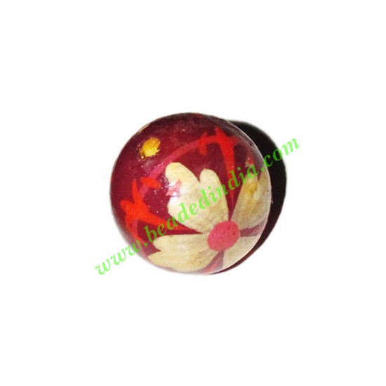 Picture of Wooden Painted Beads, Fancy Design Hand-painted beads, size 20mm, weight approx 2.95 grams