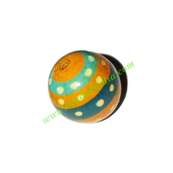 Picture of Wooden Painted Beads, Fancy Design Hand-painted beads, size 20mm, weight approx 2.95 grams