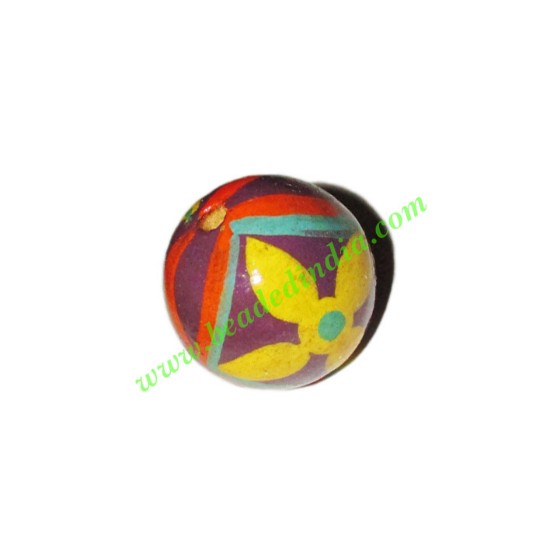 Picture of Wooden Painted Beads, Fancy Design Hand-painted beads, size 20mm, weight approx 2.95 grams