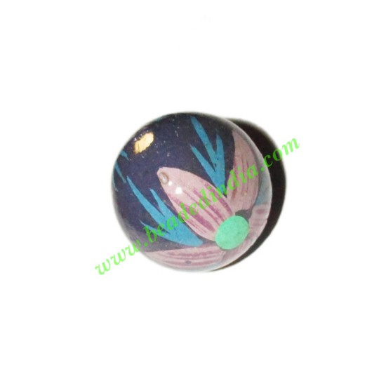 Picture of Wooden Painted Beads, Fancy Design Hand-painted beads, size 20mm, weight approx 2.95 grams