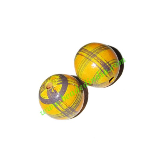 Picture of Wooden Painted Beads, Fancy Design Hand-painted beads, size 20mm, weight approx 2.95 grams