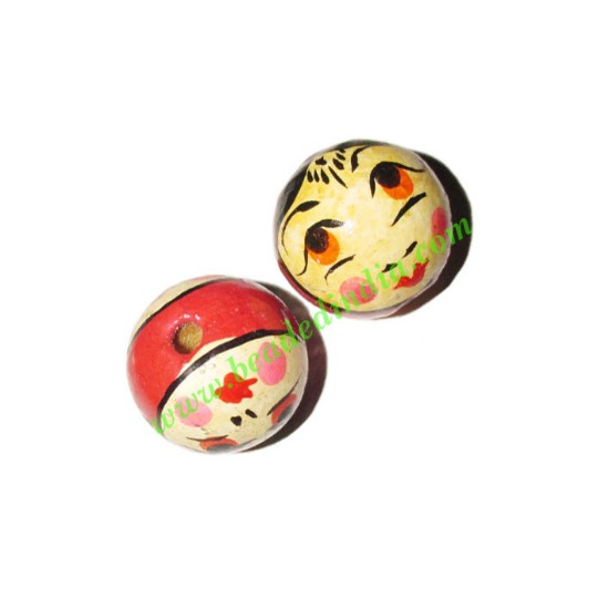 Picture of Wooden Painted Beads, Fancy Design Hand-painted beads, size 20mm, weight approx 2.95 grams