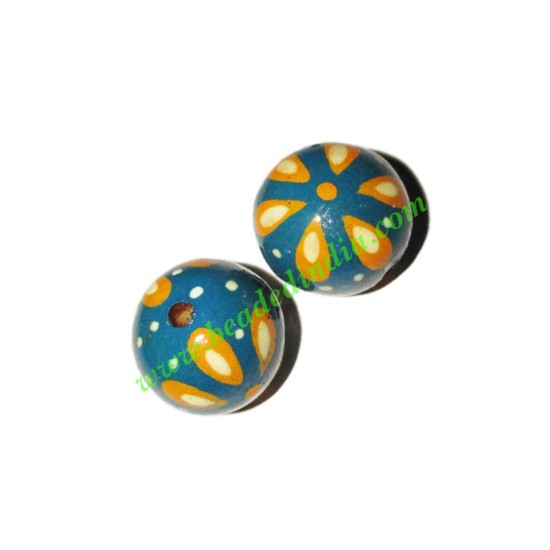 Picture of Wooden Painted Beads, Fancy Design Hand-painted beads, size 20mm, weight approx 2.95 grams