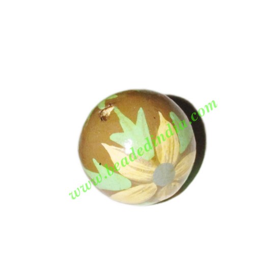 Picture of Wooden Painted Beads, Fancy Design Hand-painted beads, size 20mm, weight approx 2.95 grams