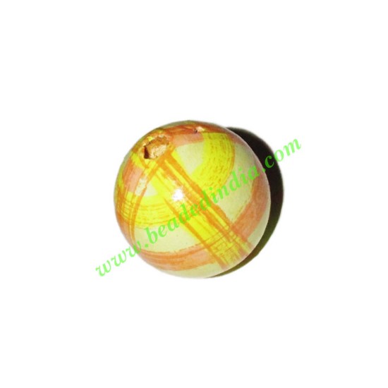 Picture of Wooden Painted Beads, Fancy Design Hand-painted beads, size 20mm, weight approx 2.95 grams