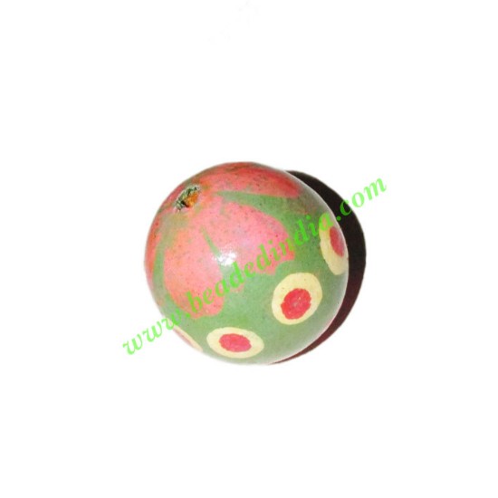 Picture of Wooden Painted Beads, Fancy Design Hand-painted beads, size 20mm, weight approx 2.95 grams