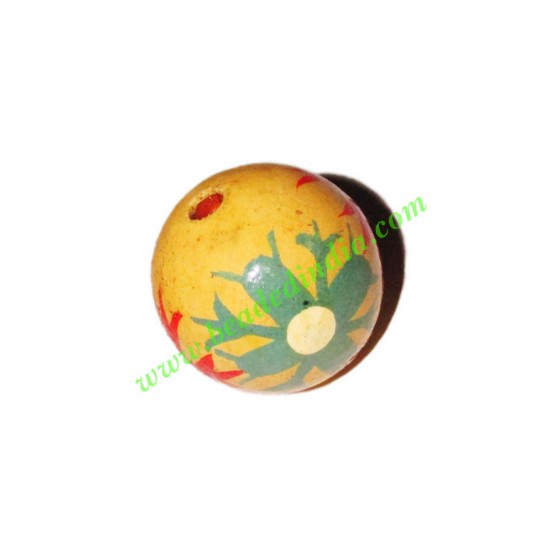 Picture of Wooden Painted Beads, Fancy Design Hand-painted beads, size 20mm, weight approx 2.95 grams