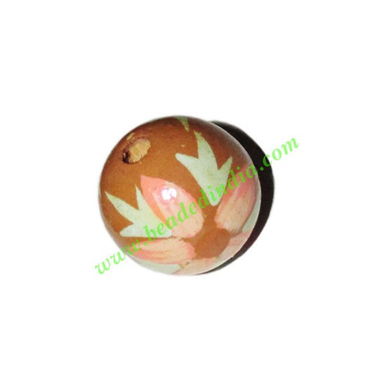 Picture of Wooden Painted Beads, Fancy Design Hand-painted beads, size 20mm, weight approx 2.95 grams