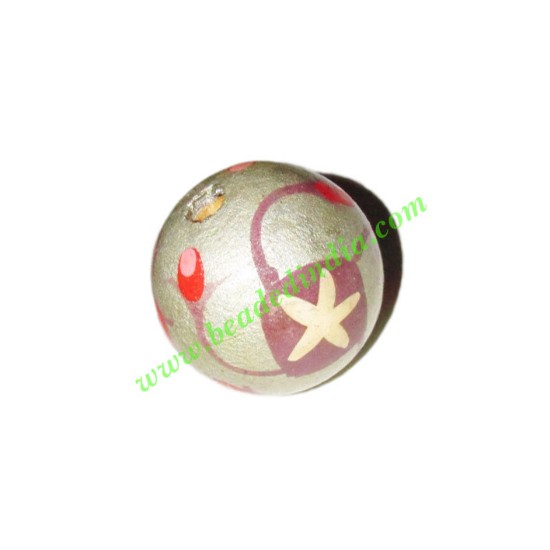 Picture of Wooden Painted Beads, Fancy Design Hand-painted beads, size 20mm, weight approx 2.95 grams