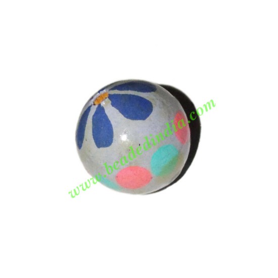 Picture of Wooden Painted Beads, Fancy Design Hand-painted beads, size 20mm, weight approx 2.95 grams