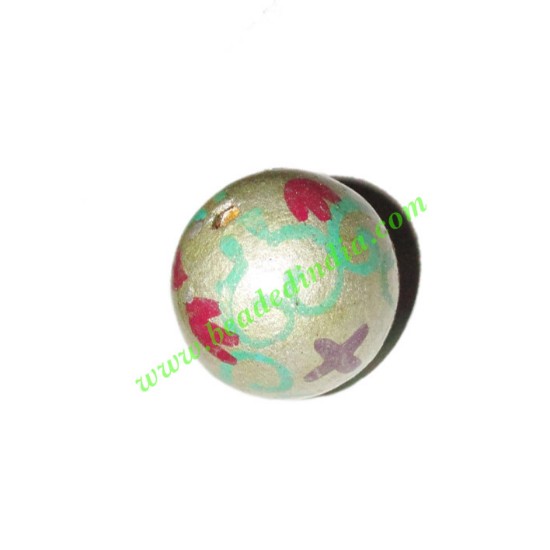 Picture of Wooden Painted Beads, Fancy Design Hand-painted beads, size 20mm, weight approx 2.95 grams