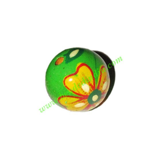 Picture of Wooden Painted Beads, Fancy Design Hand-painted beads, size 20mm, weight approx 2.95 grams