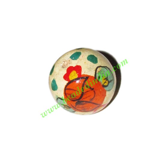 Picture of Wooden Painted Beads, Fancy Design Hand-painted beads, size 20mm, weight approx 2.95 grams