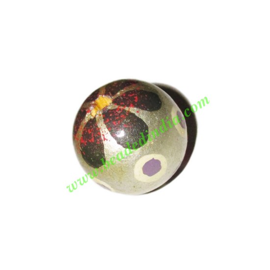 Picture of Wooden Painted Beads, Fancy Design Hand-painted beads, size 20mm, weight approx 2.95 grams