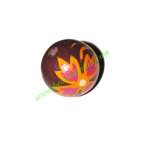 Picture of Wooden Painted Beads, Fancy Design Hand-painted beads, size 20mm, weight approx 2.95 grams