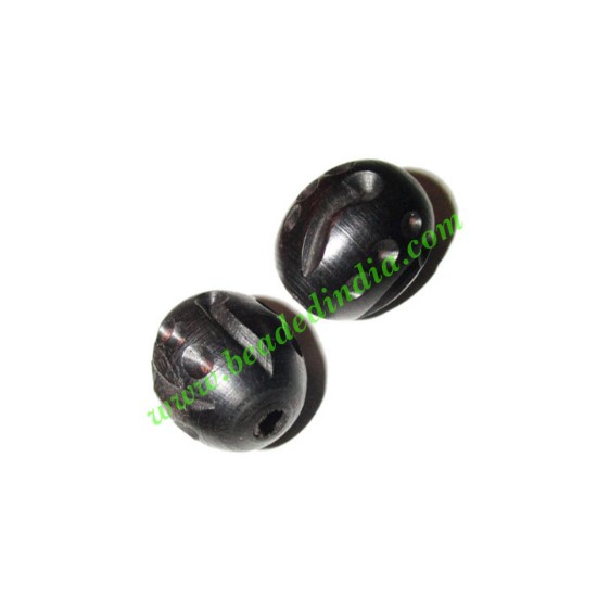 Picture of Wooden Ebony Beads, color black, size 14x16mm, weight approx 2.28 grams