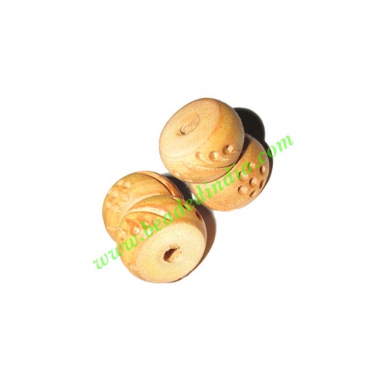 Picture of Natural Color Wooden Beads, size 15x18mm, weight approx 1.8 grams