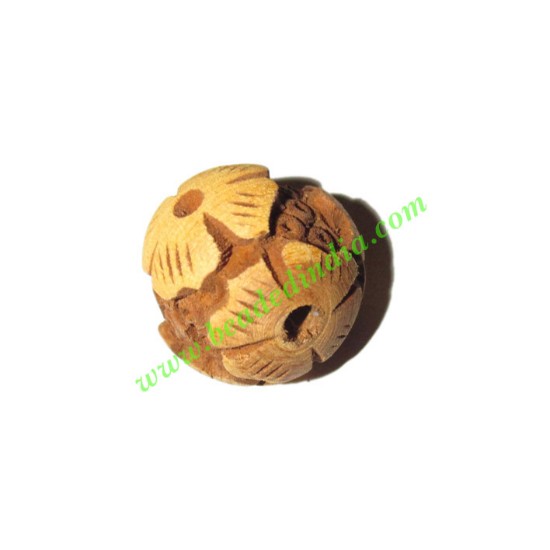 Picture of Wooden Carved Beads, size 19mm, weight approx 2.5 grams