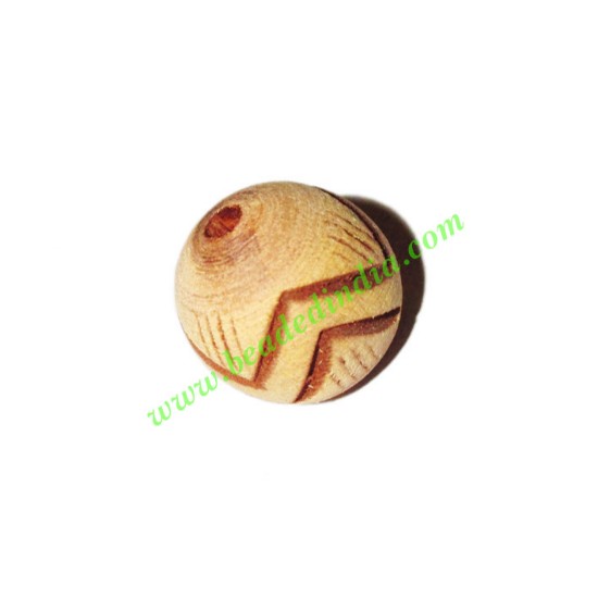 Picture of Wooden Carved Beads, size 15mm, weight approx 1.47 grams