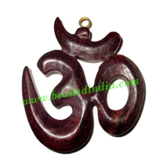 Picture of Handmade wooden om pendants, size : 45x40x6mm