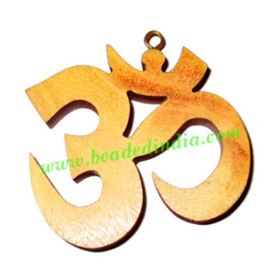 Picture of Handmade wooden om pendants, size : 42x43x5mm