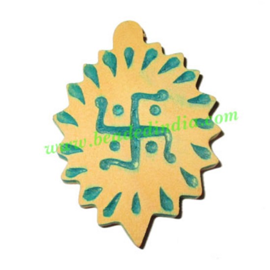 Picture of Handmade wooden swastik pendants, size : 52x37x5mm