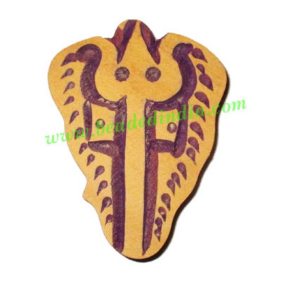 Picture of Handmade wooden trishool pendants, size : 47x35x5mm