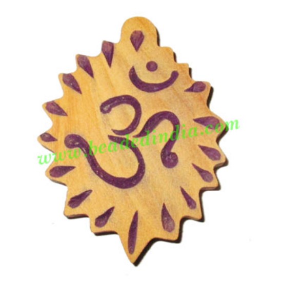 Picture of Handmade wooden om pendants, size : 51x39x5mm