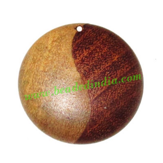 Picture of Handmade wooden yin yang (tai ji) pendants, size : 30x6mm